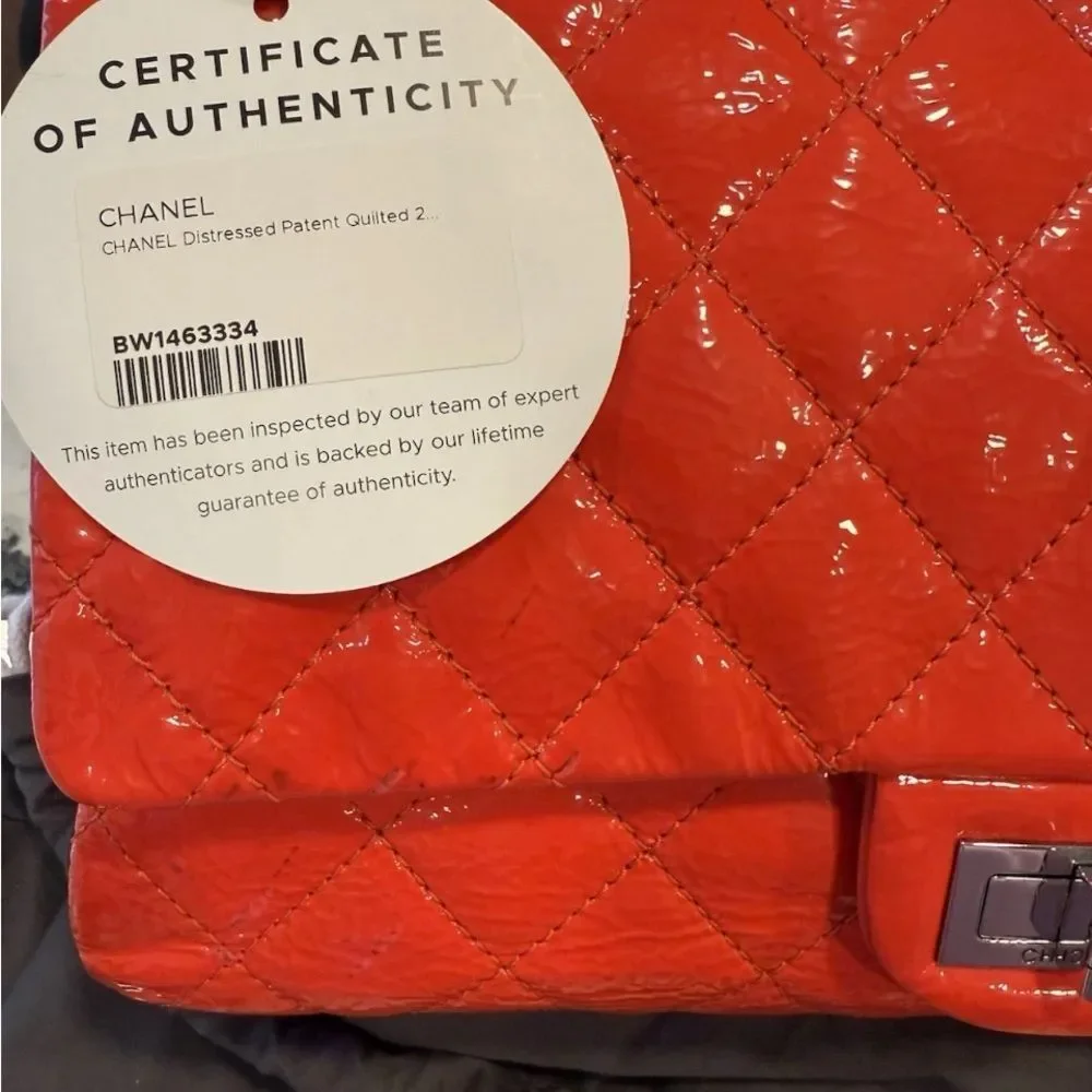 CHANEL Reissue 2.55 Medium Red Quilted Leather Dbl FlapBag w/COA